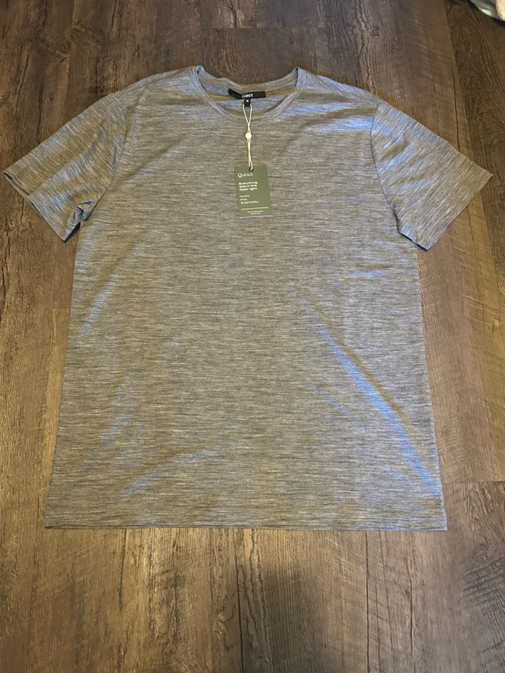 Quince Merino Wool Gray Heather Men’s Crew Neck T-Shirt Mens Medium
